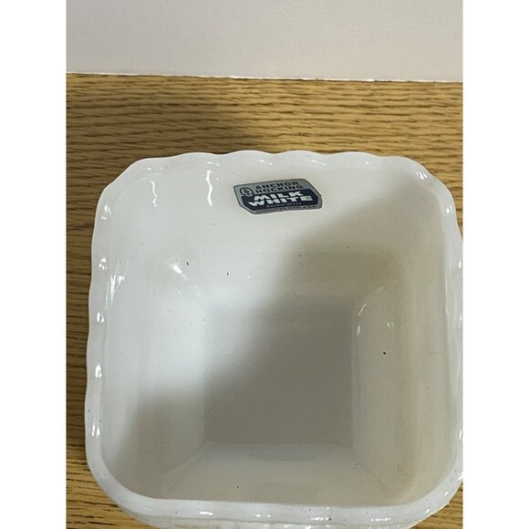 Anchor Hocking Milk Glass Grape Pattern Square Dish 4" - Picture 7 of 8